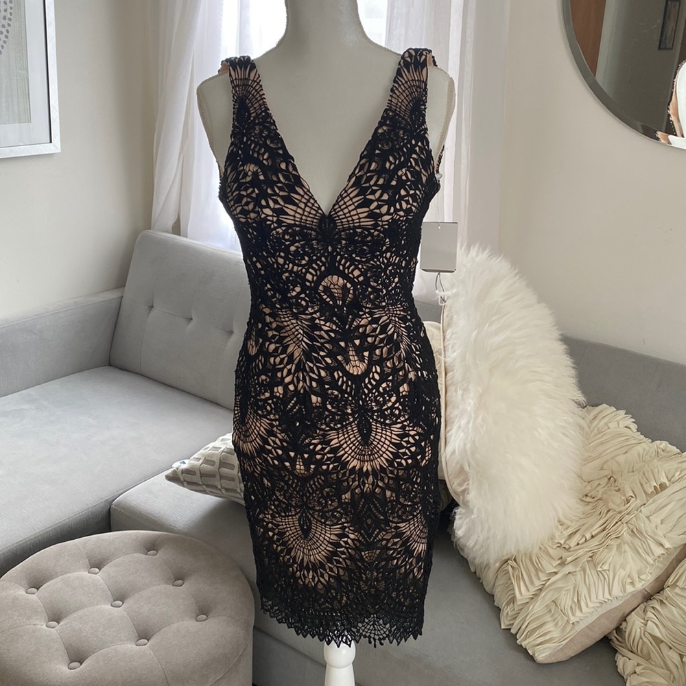 David’s bridal black dress sheer lace